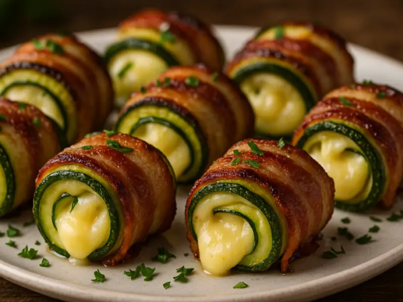 Zucchini Rolls with Bacon and Cheese
